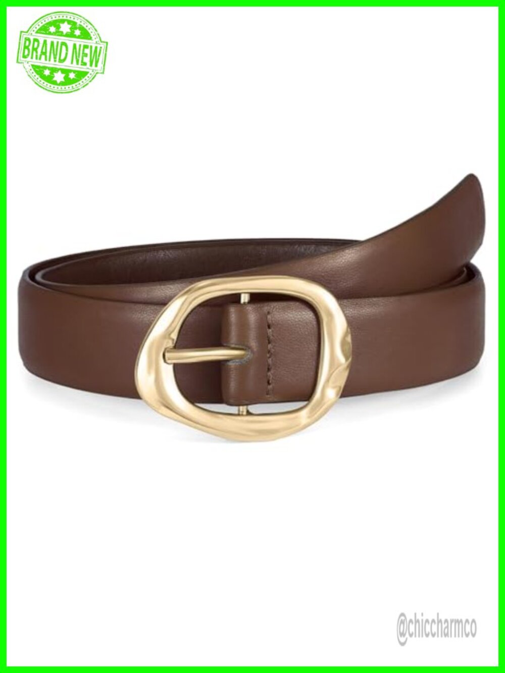 Women's PU Leather Waist Belt Gold Buckle Adjustable 1.2" Wide